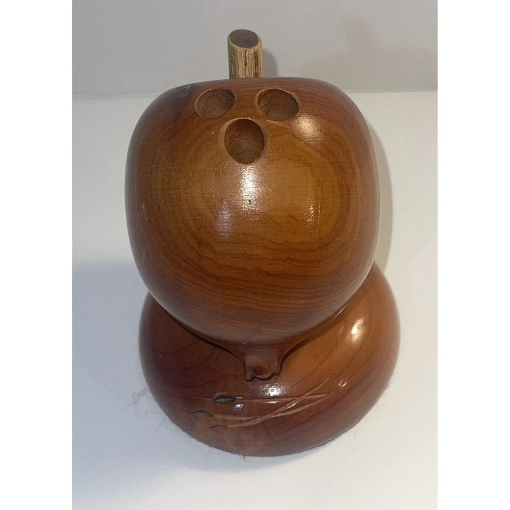 Walnut Wood Apple Pen Holder - Original Walnut Bowl Factory Store - Teacher Gift